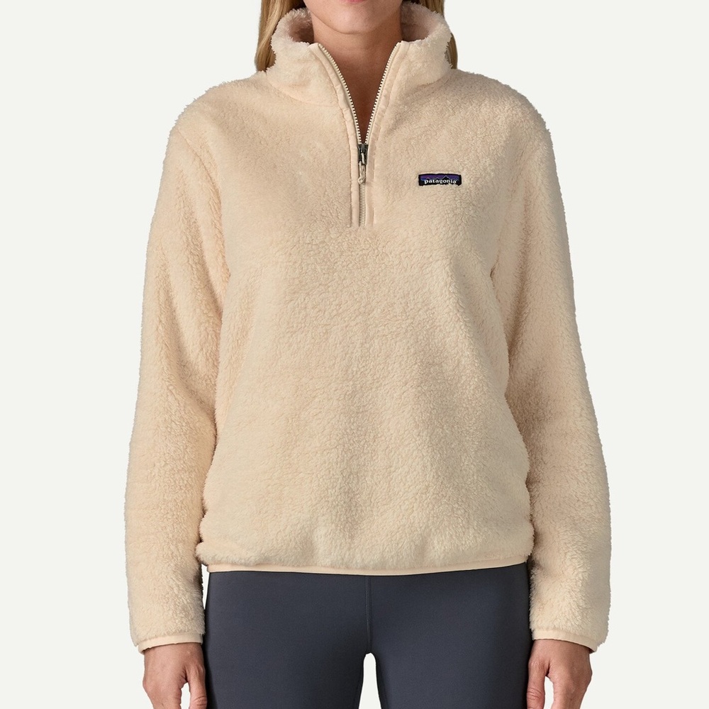Patagonia Los Gatos Fleece Pullover 1/4 Zip Cream Sherpa Jacket Size Medium